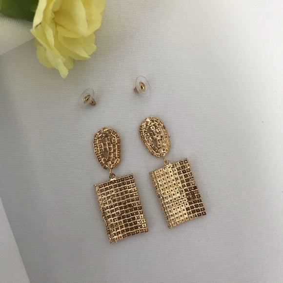 Sparkly Cubic Zirconia Rectangular Drop Earrings - Picture 7 of 15